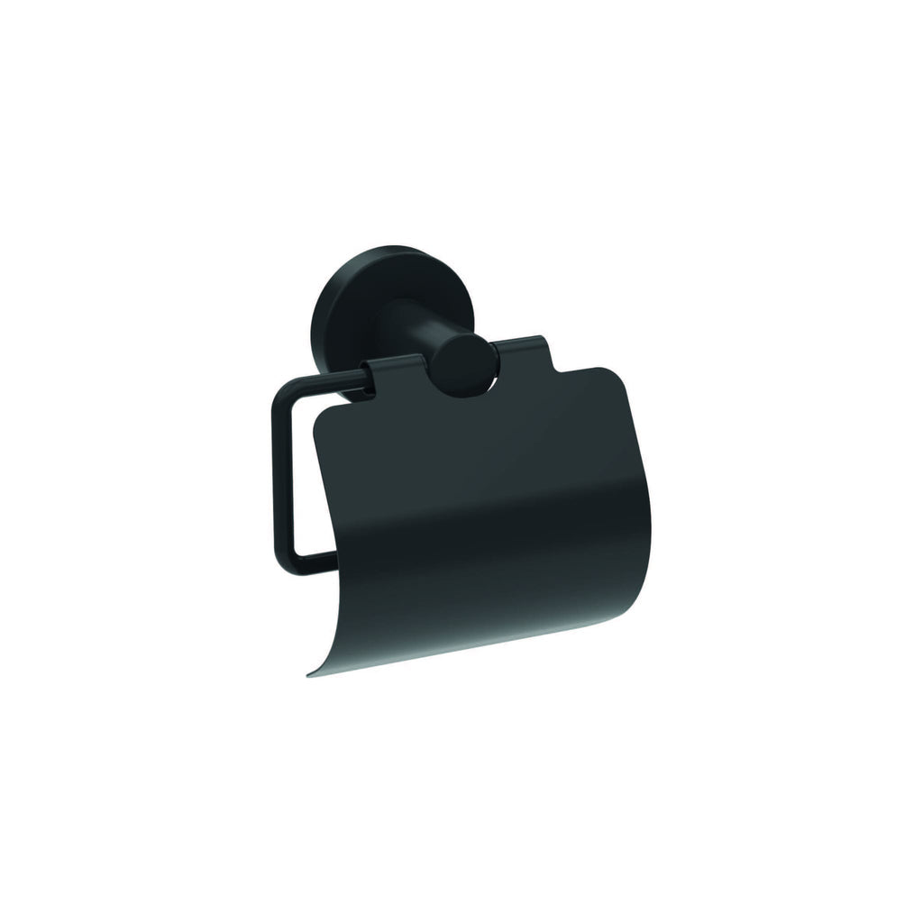 Toilettenpapierhalter mit Deckel | Mattschwarz