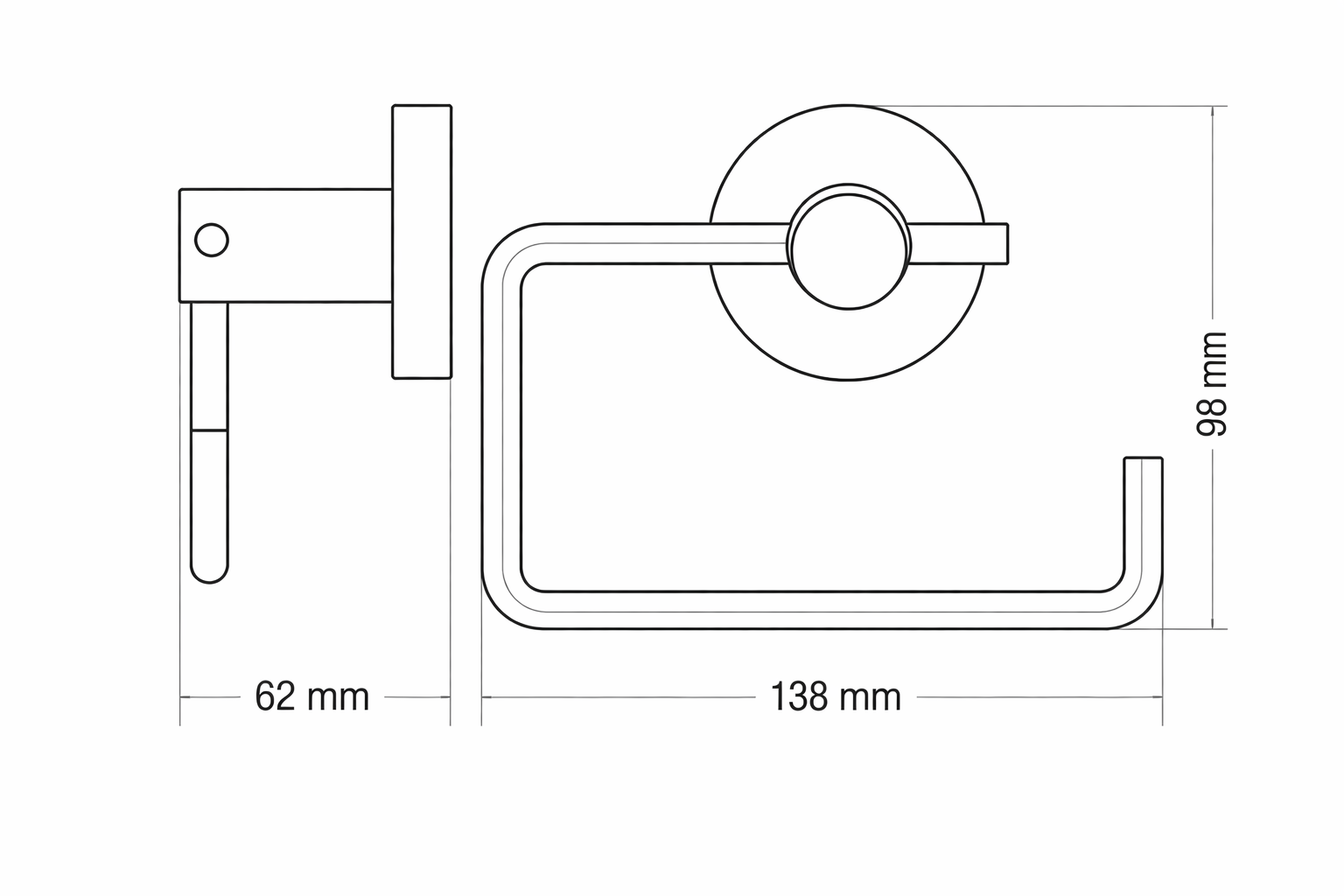 Toilettenpapierhalter ohne Deckel | Mattschwarz