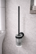 Toilettenbürste mit Milchglasbehälter | Mattschwarz